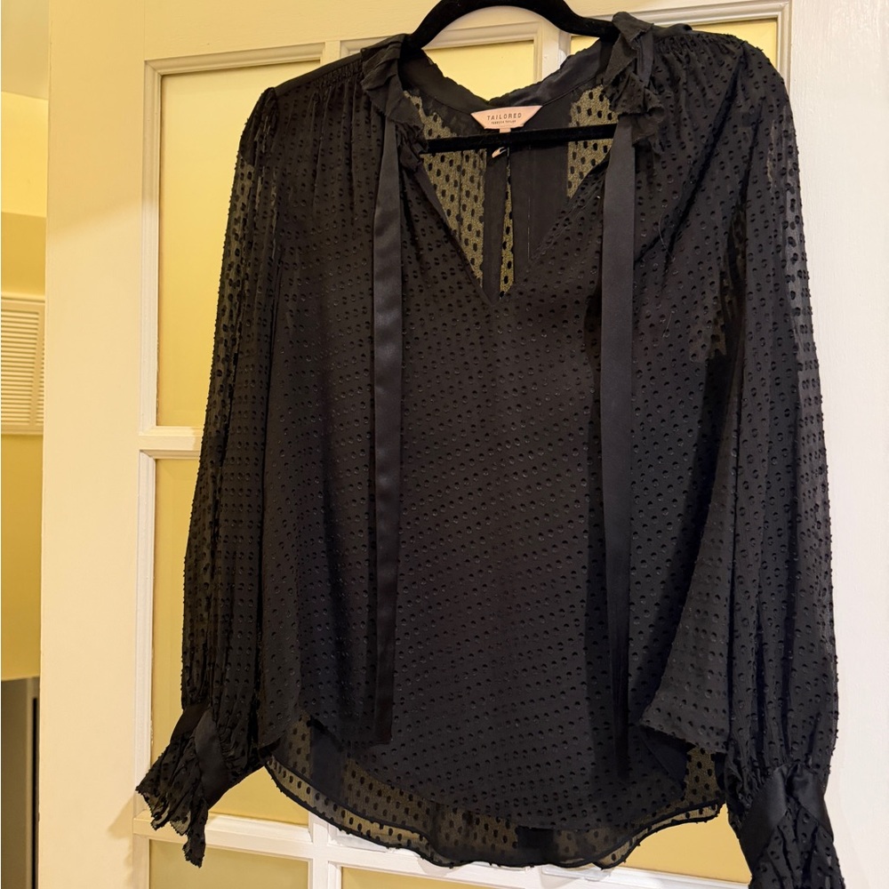 Rebecca Taylor Black Textured Blouse size 12